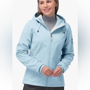 🆕 33,000ft XL Women's Softshell Fleece Lined Windproof Waterproof Jacket Lt Blue